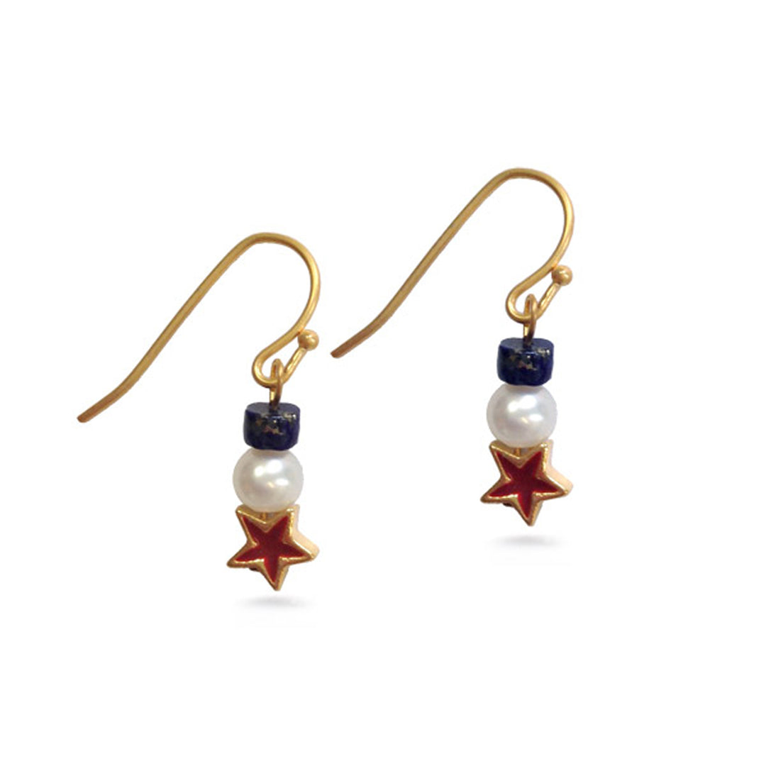 Red, White, & Blue Pearl Earrings Patriotic