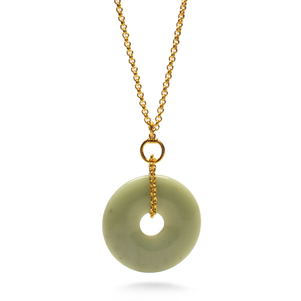 Jade Bi Disc Chain Pendant