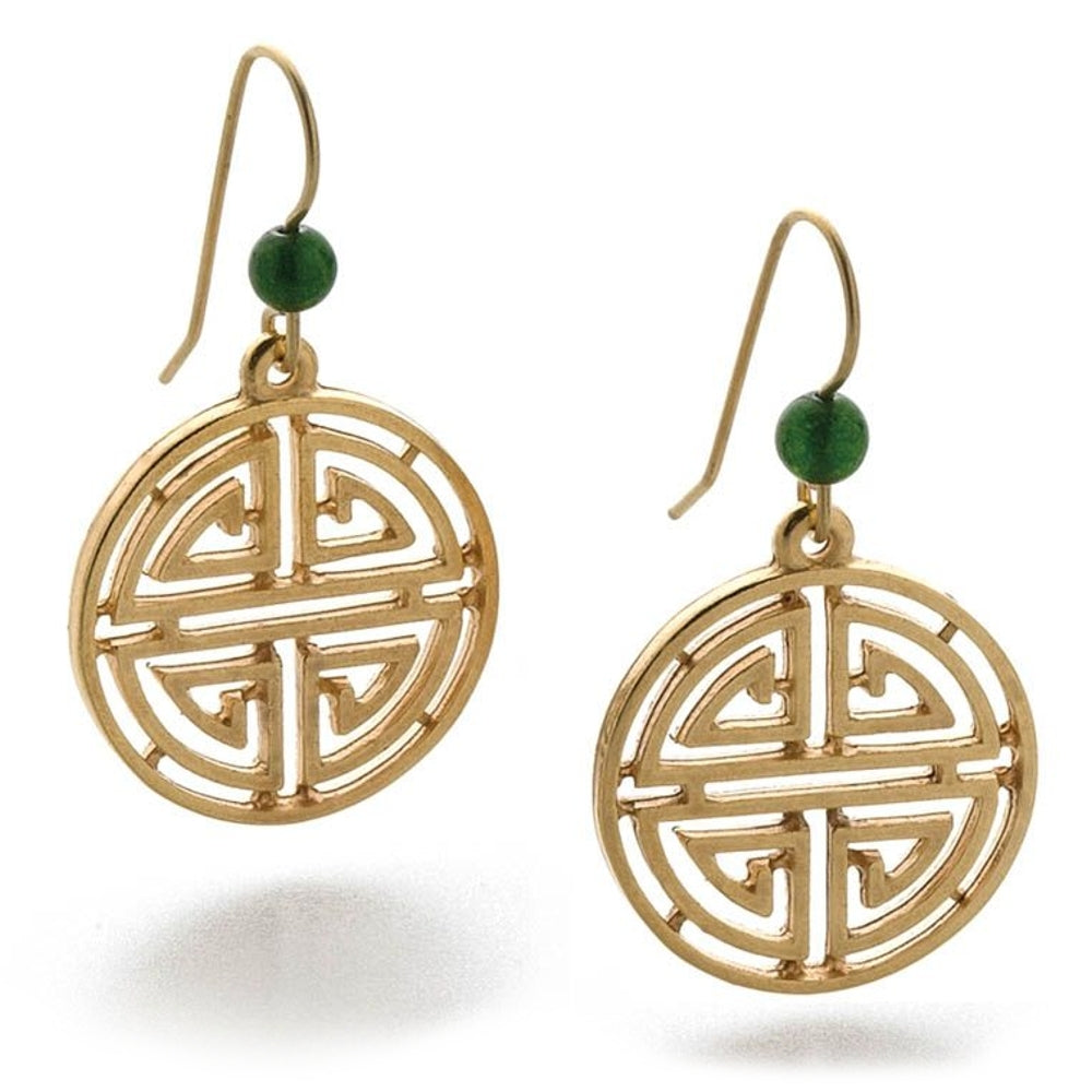 Chinese Shou Symbol with Jade Earrings Jewelry – Museum Reproductions