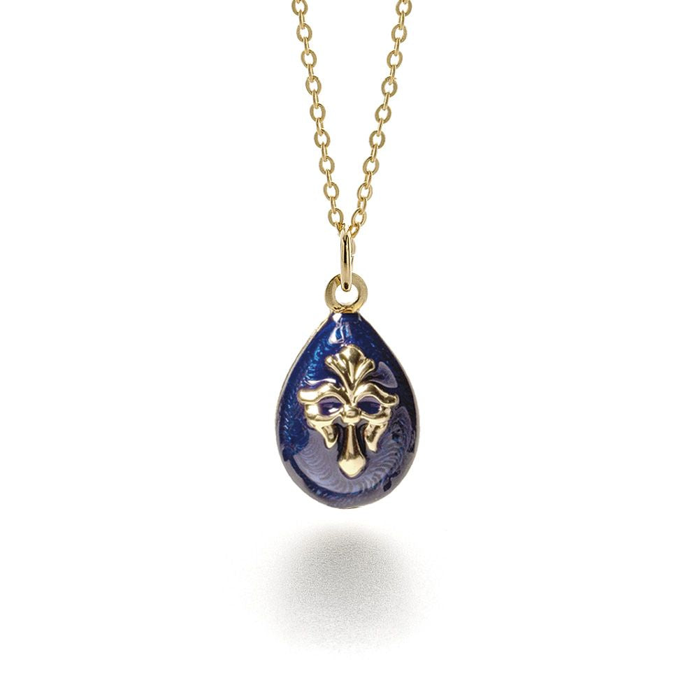Imperial Blue Fleur Egg Pendant