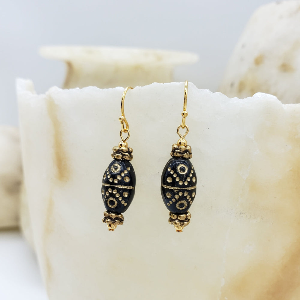 Klimt Inspired Gold Flecked Earrings