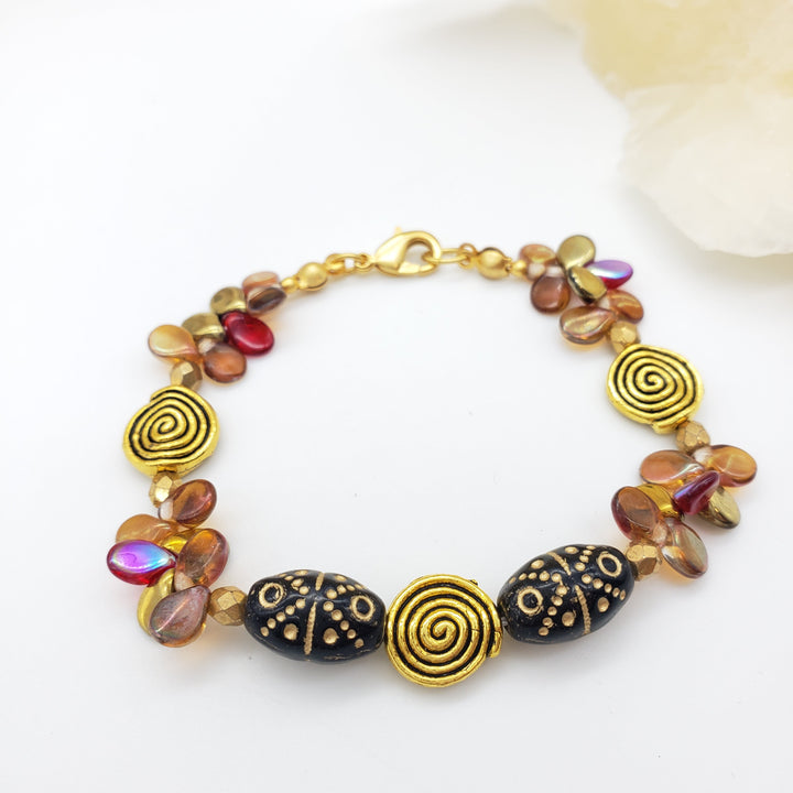 Klimt Inspired Gold Spiral Bracelet