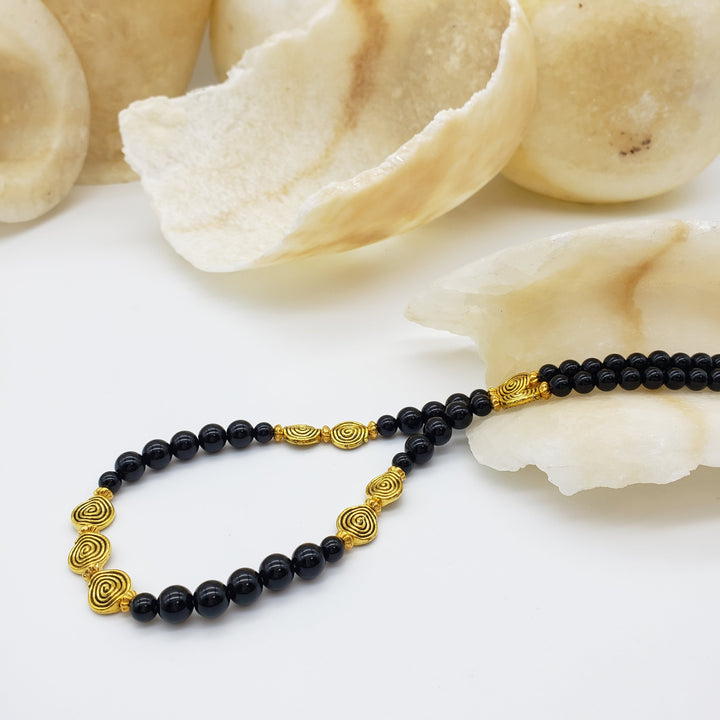 Klimt Inspired Onyx Spiral Necklace