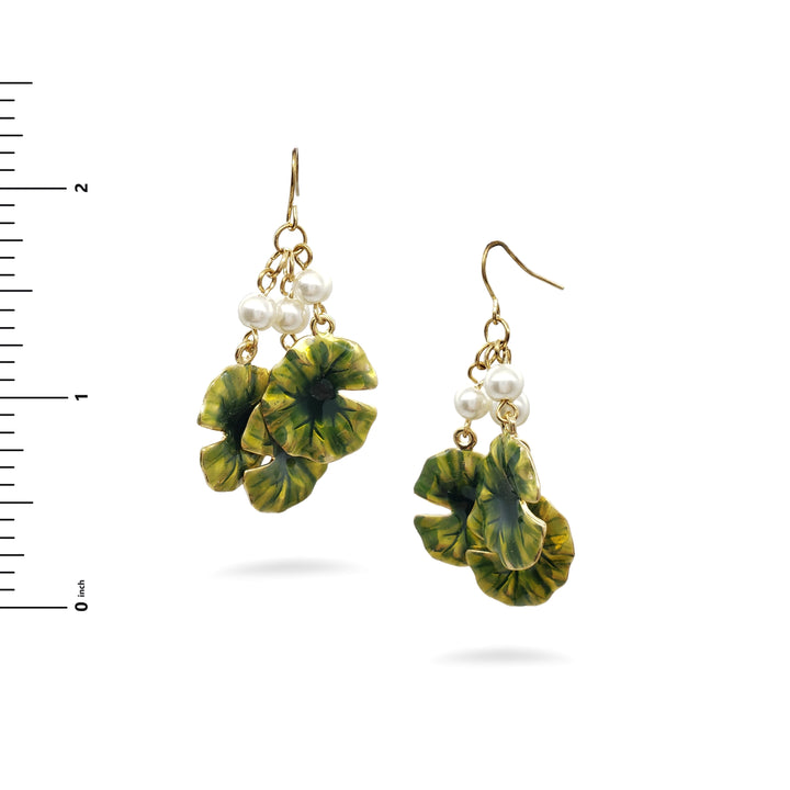 Monet Water Lily Dangle Earrings - Triple Drop