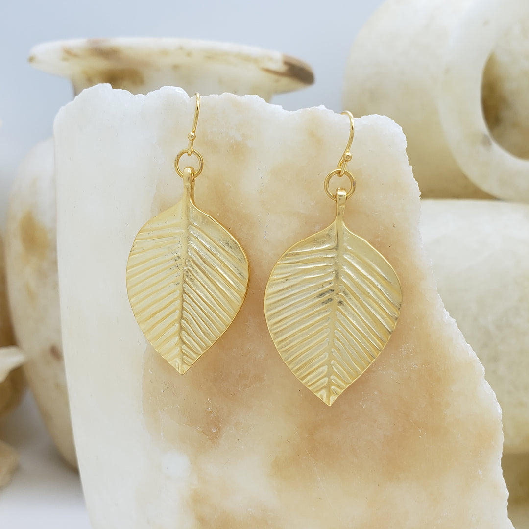 Queen Puabi Poplar Leaf Earrings - Sumerian