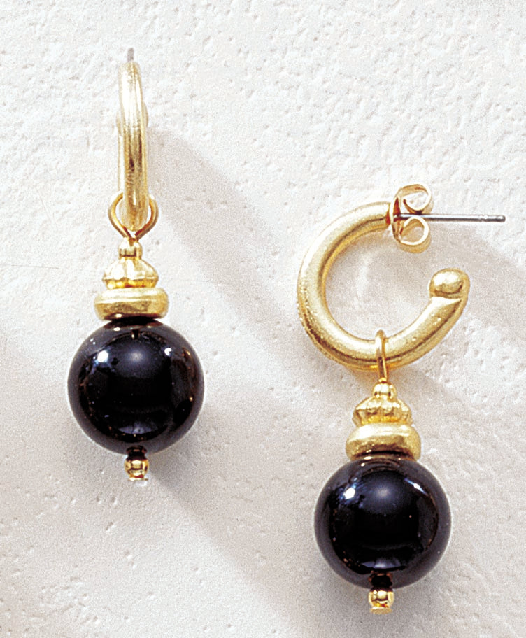 Greco-Roman Black Onyx Earrings