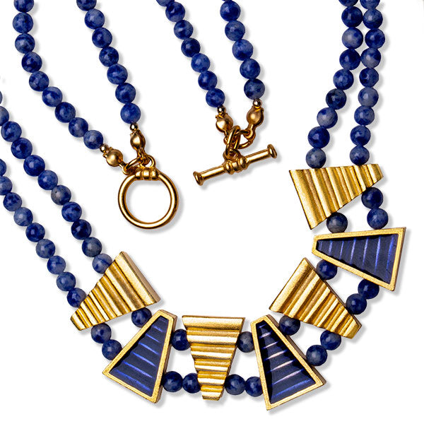 Mesopotamian Triangle Sodalite Beaded Necklace