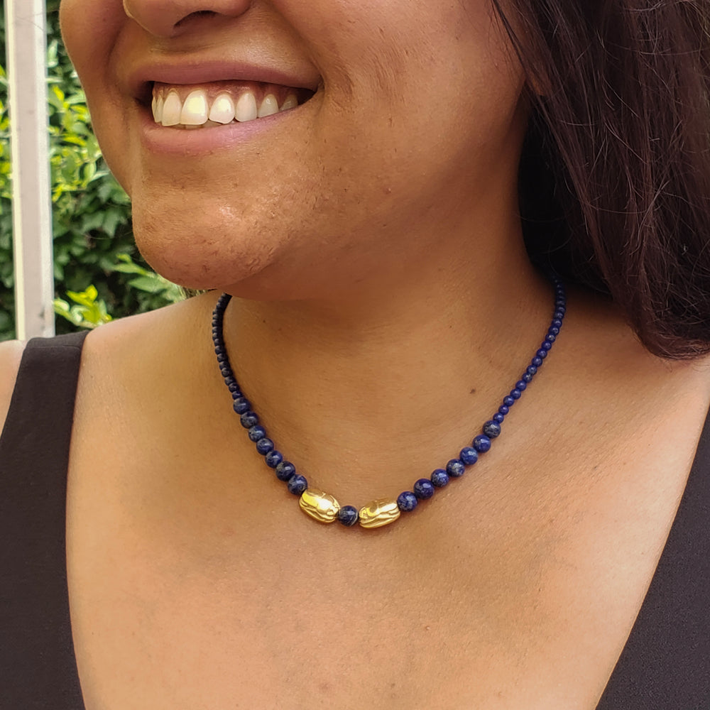 Graduated Lapis Necklace with Scarabs Model
