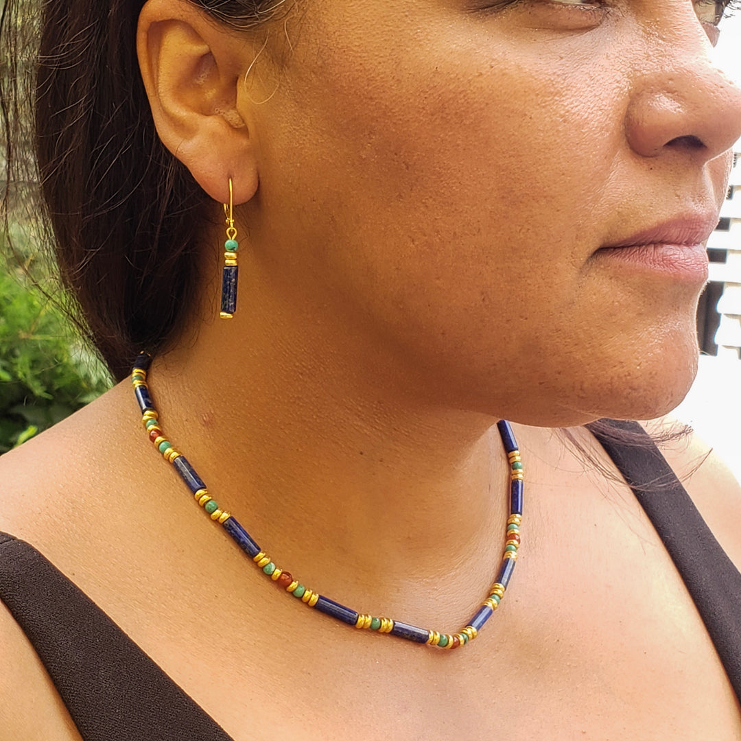 Egyptian Lapis and Turquoise Necklace Model