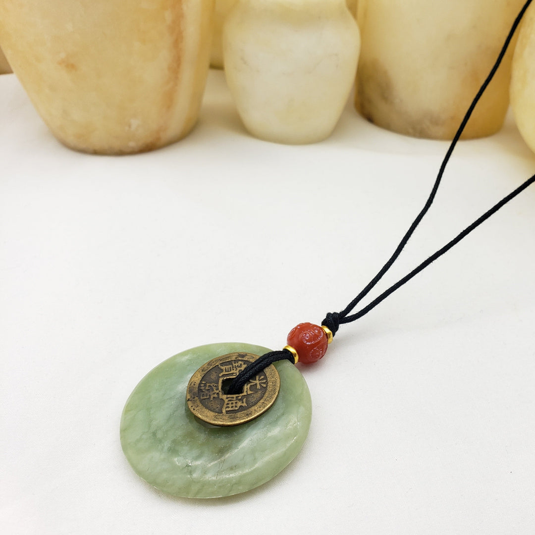 Jade "Bi" Disc with I Ching Coin