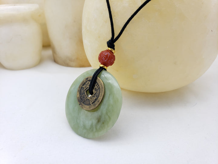 Jade "Bi" Disc with I Ching Coin