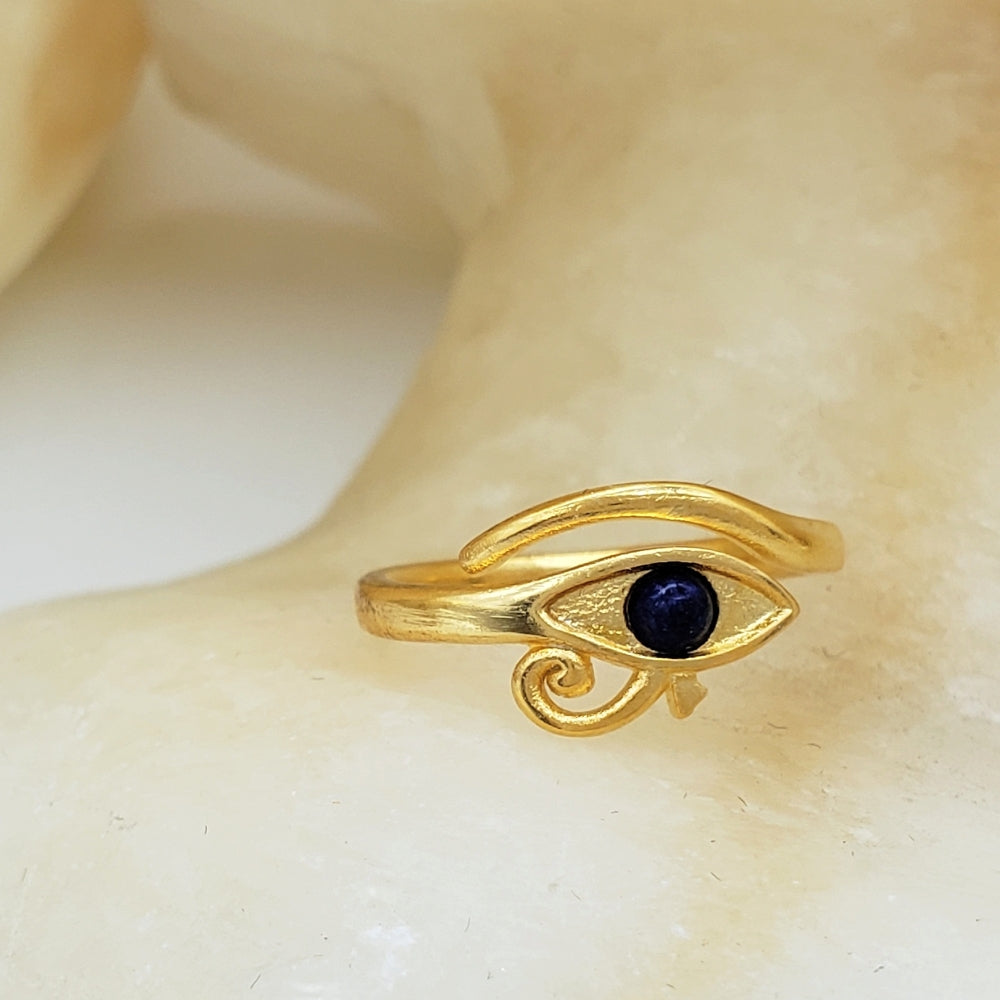 Eye of Horus Ring - Bright Gold Finish