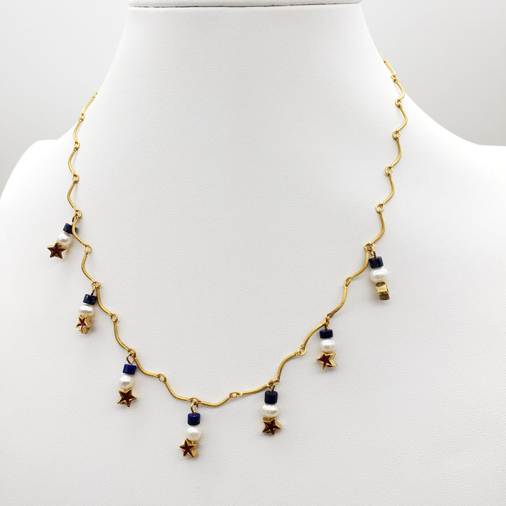 Red, White and Blue Star and Pearl Charm Necklace