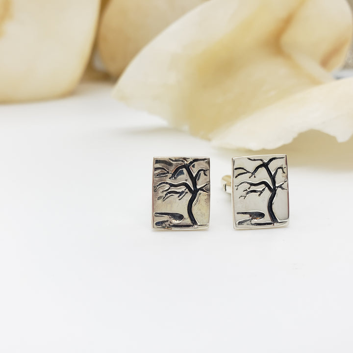 Tree Silhouette Cufflinks - Sterling Silver