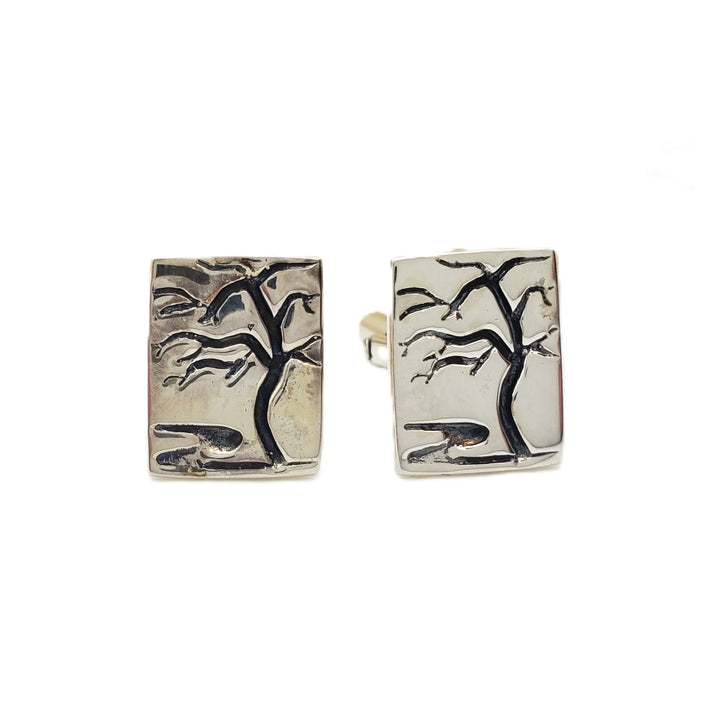 Tree Silhouette Cufflinks - Sterling Silver