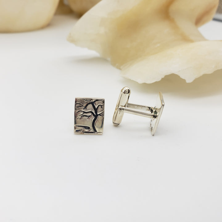 Tree Silhouette Cufflinks - Sterling Silver