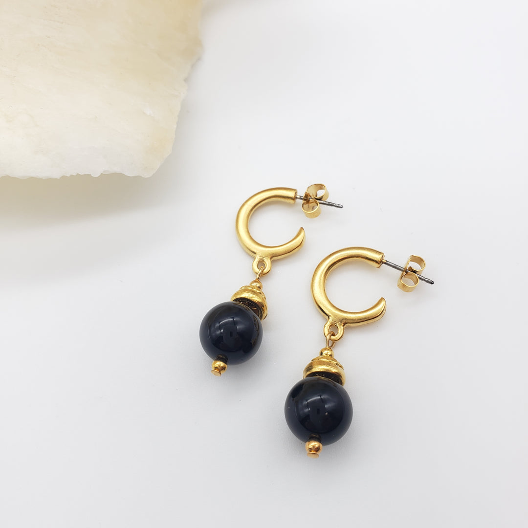 Greco-Roman Black Onyx Earrings