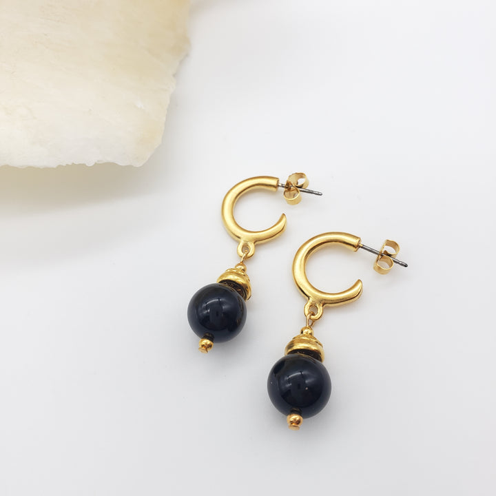 Greco-Roman Black Onyx Earrings