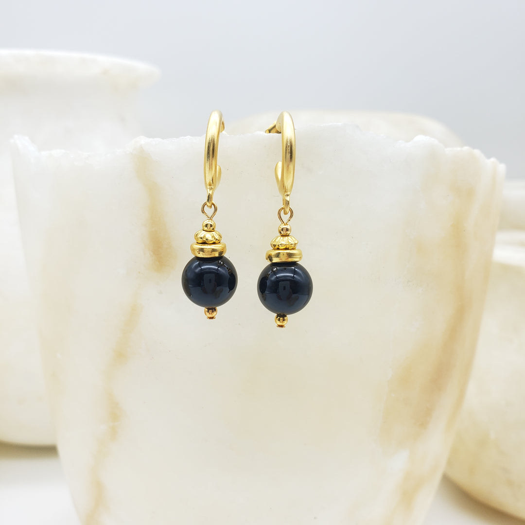 Greco-Roman Black Onyx Earrings
