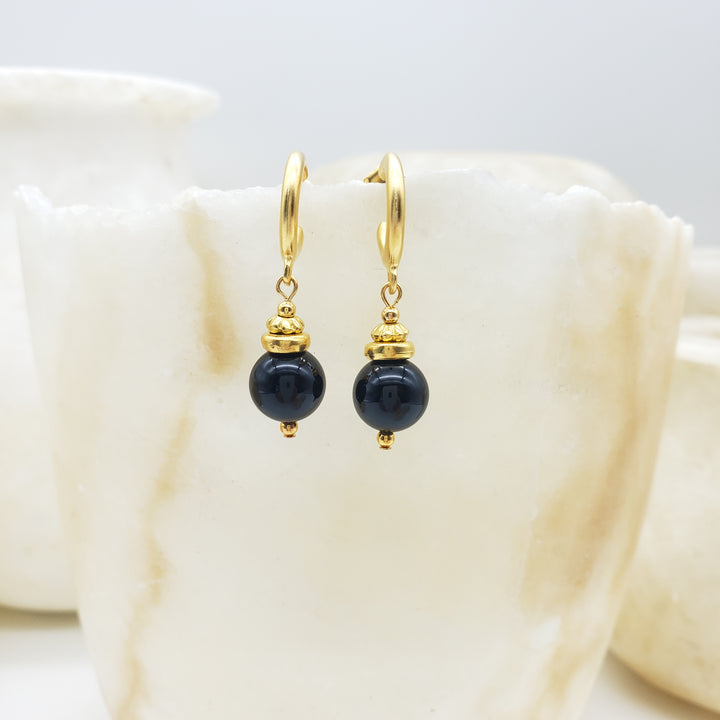 Greco-Roman Black Onyx Earrings