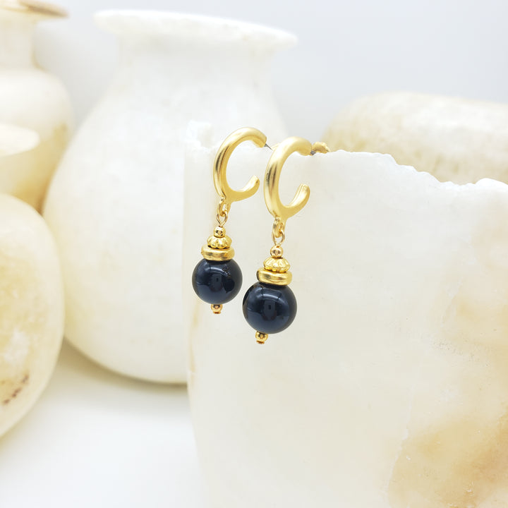 Greco-Roman Black Onyx Earrings