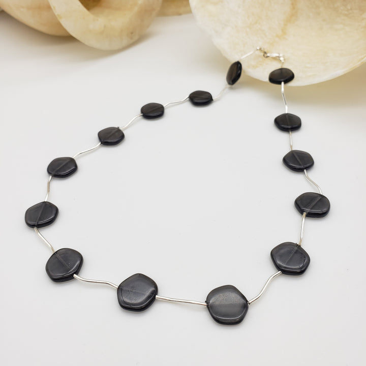 Smokey Coin Glass Necklace