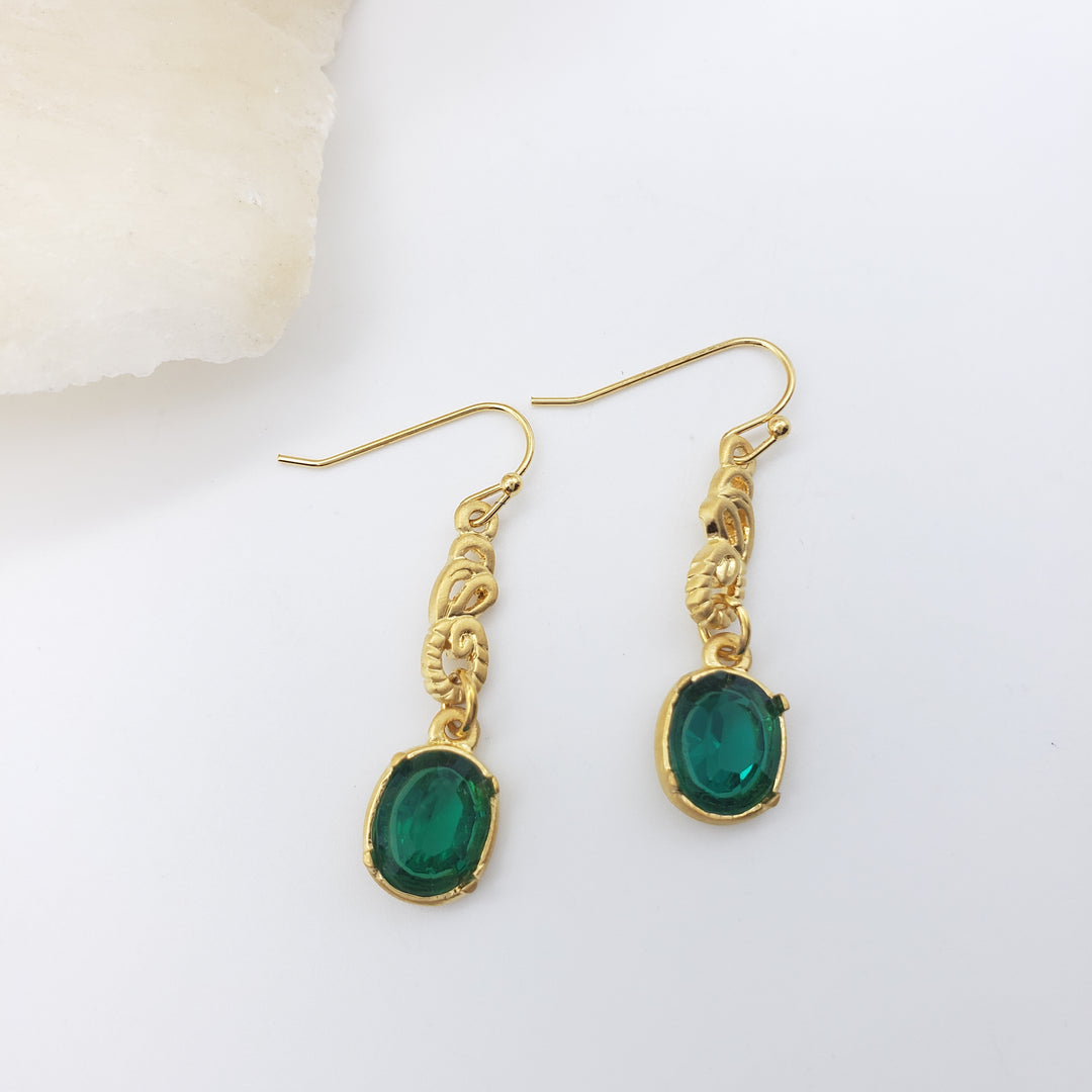 Art Nouveau 'Emerald' Earrings