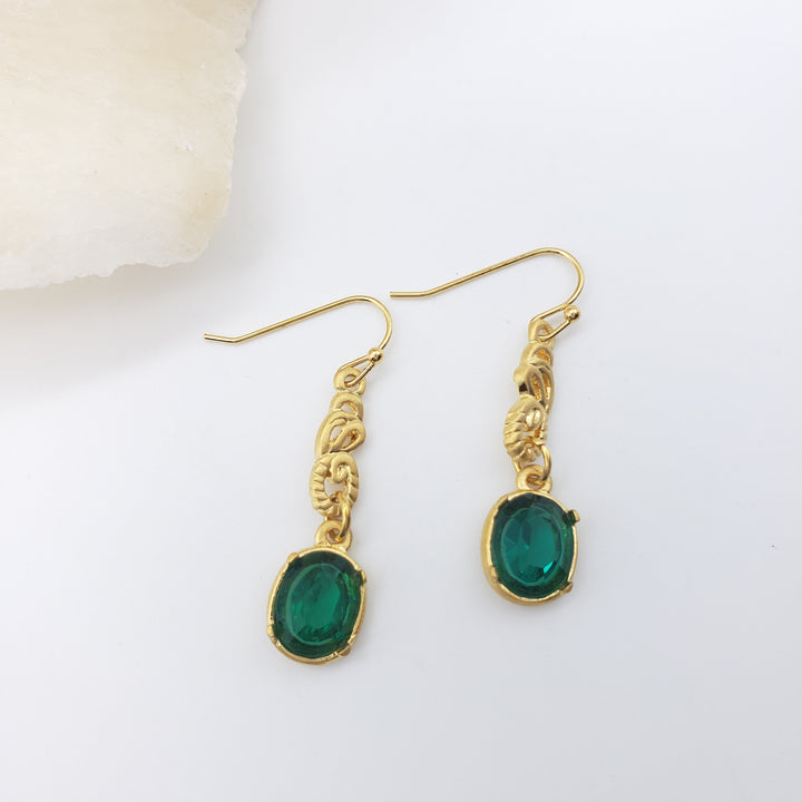 Art Nouveau 'Emerald' Earrings