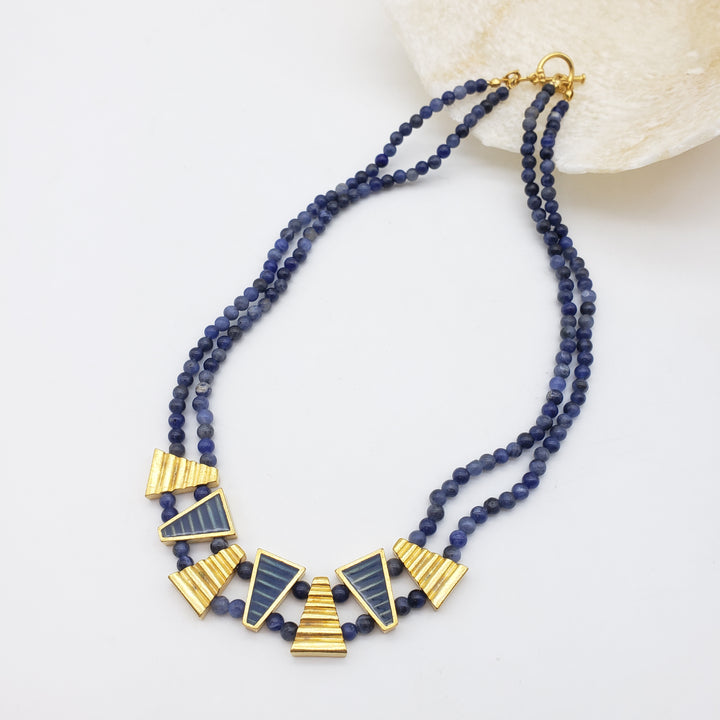 Mesopotamian Triangle Sodalite Beaded Necklace