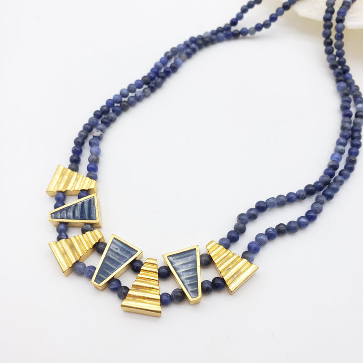Mesopotamian Triangle Sodalite Beaded Necklace