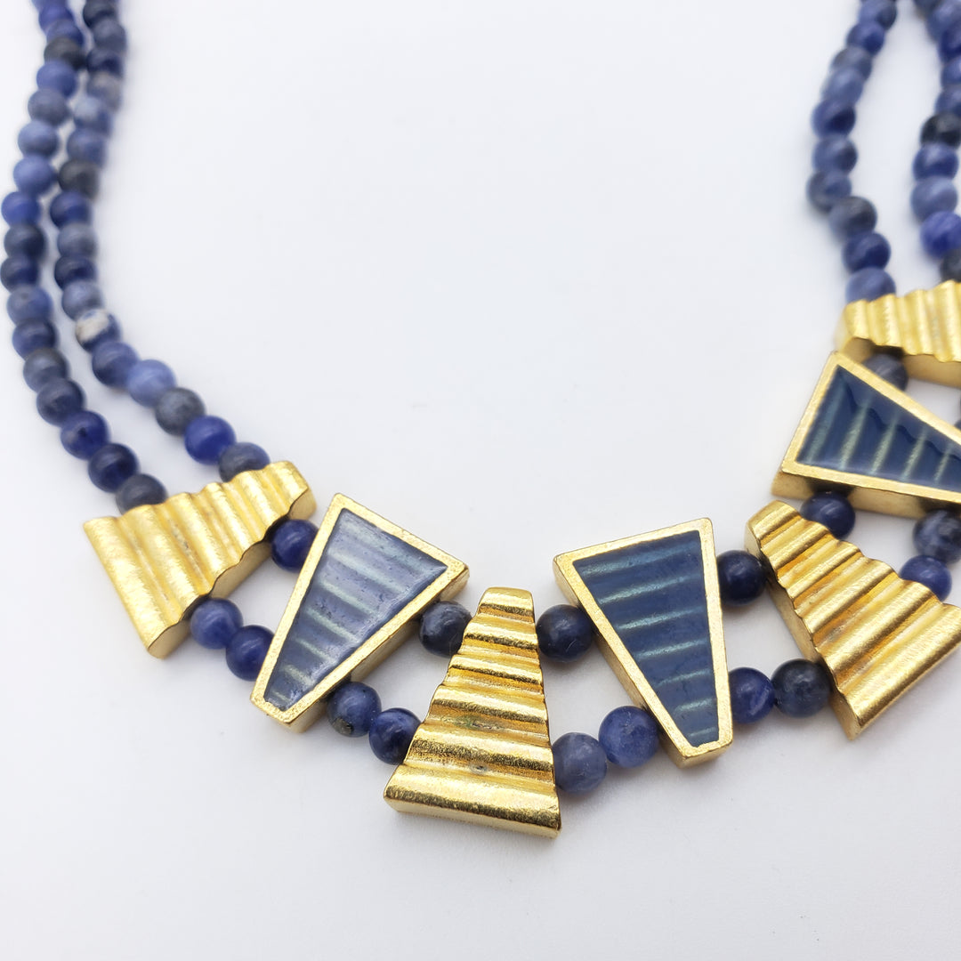 Mesopotamian Triangle Sodalite Beaded Necklace