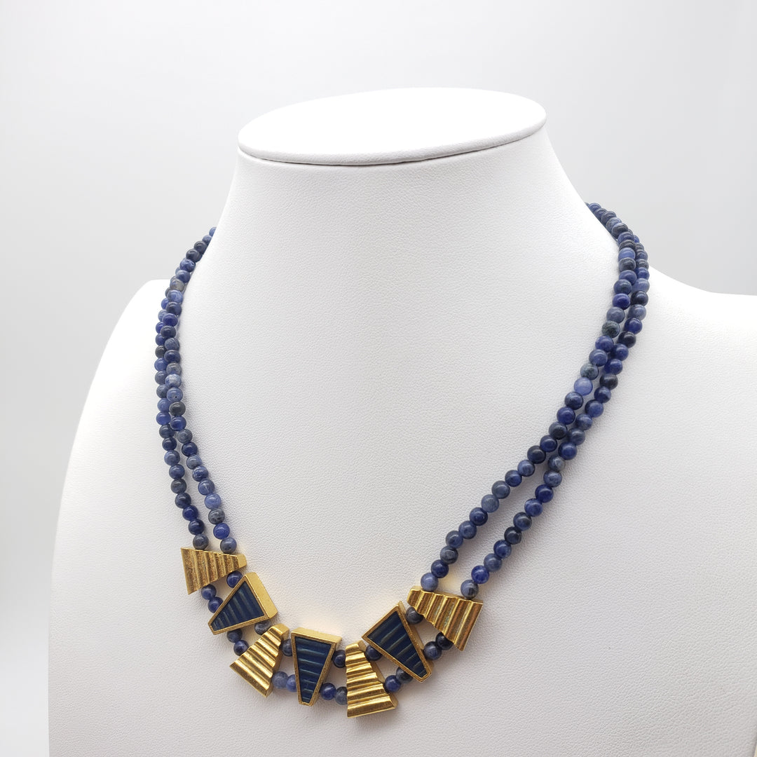 Mesopotamian Triangle Sodalite Beaded Necklace