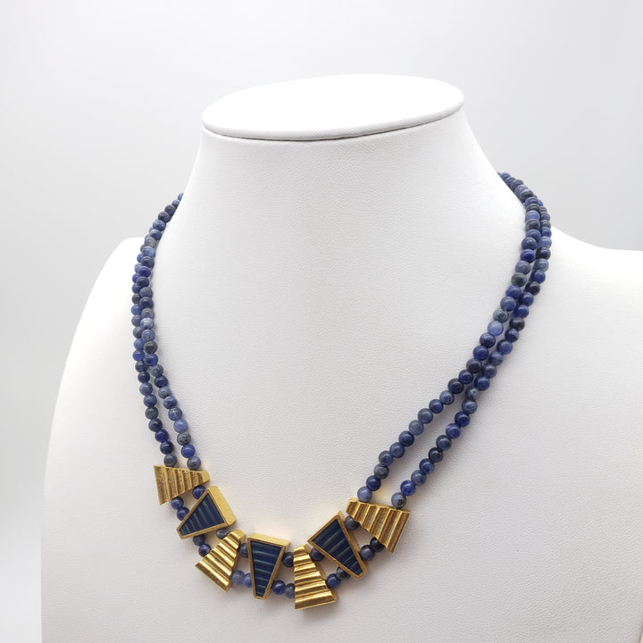 Mesopotamian Triangle Sodalite Beaded Necklace