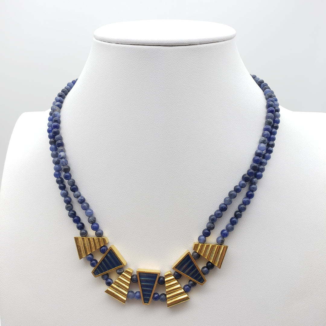 Mesopotamian Triangle Sodalite Beaded Necklace