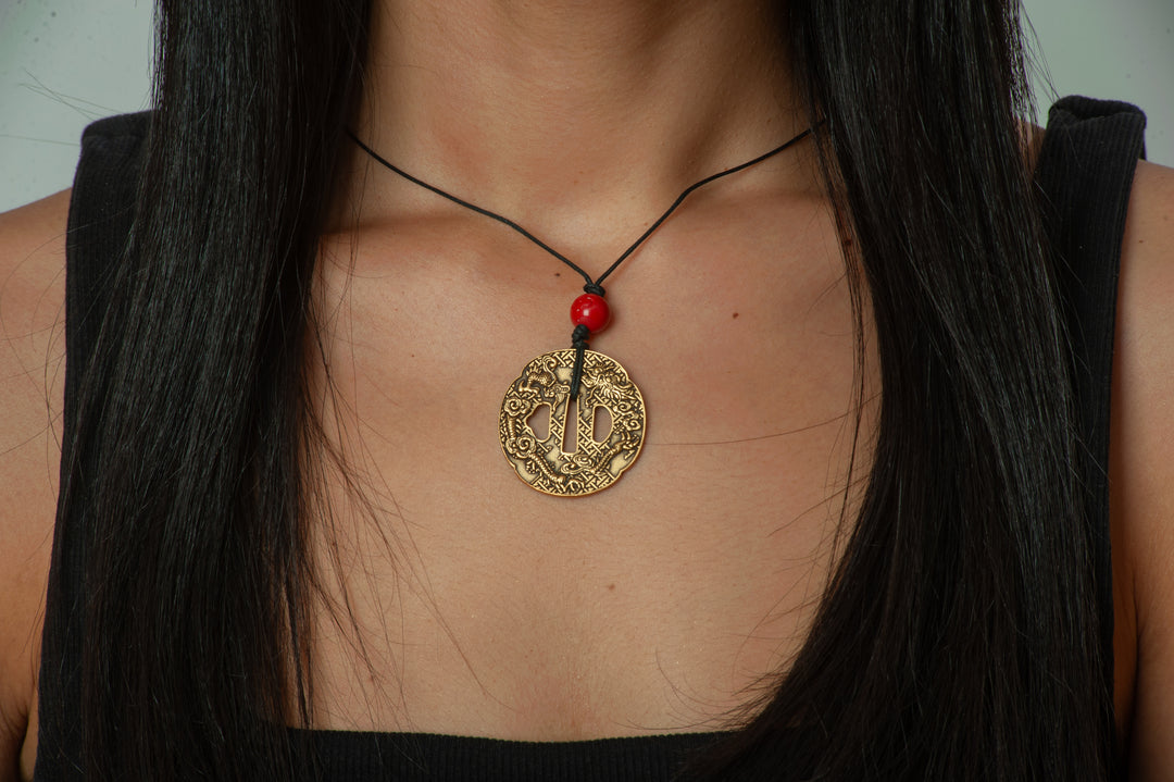 Tsuba Sword Guard Pendant Necklace