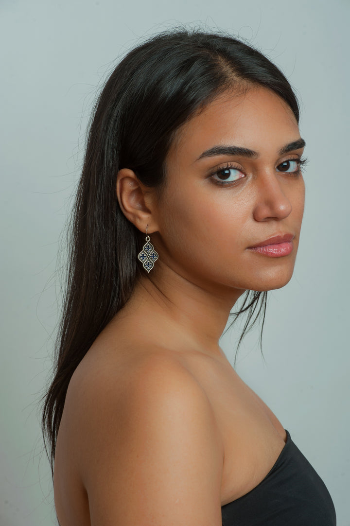 Chapel Earrings Blue and Silver
