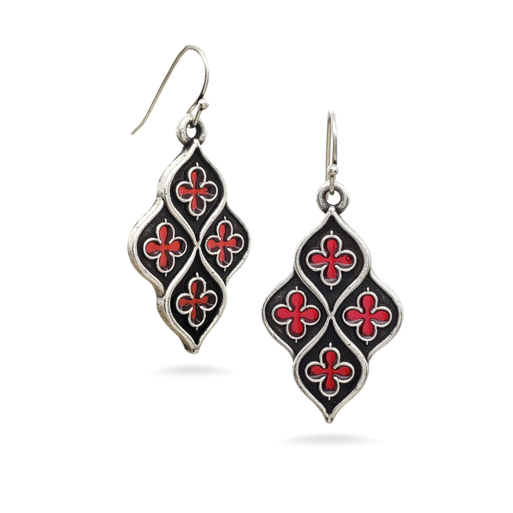 Chapel Earrings Red and Silver