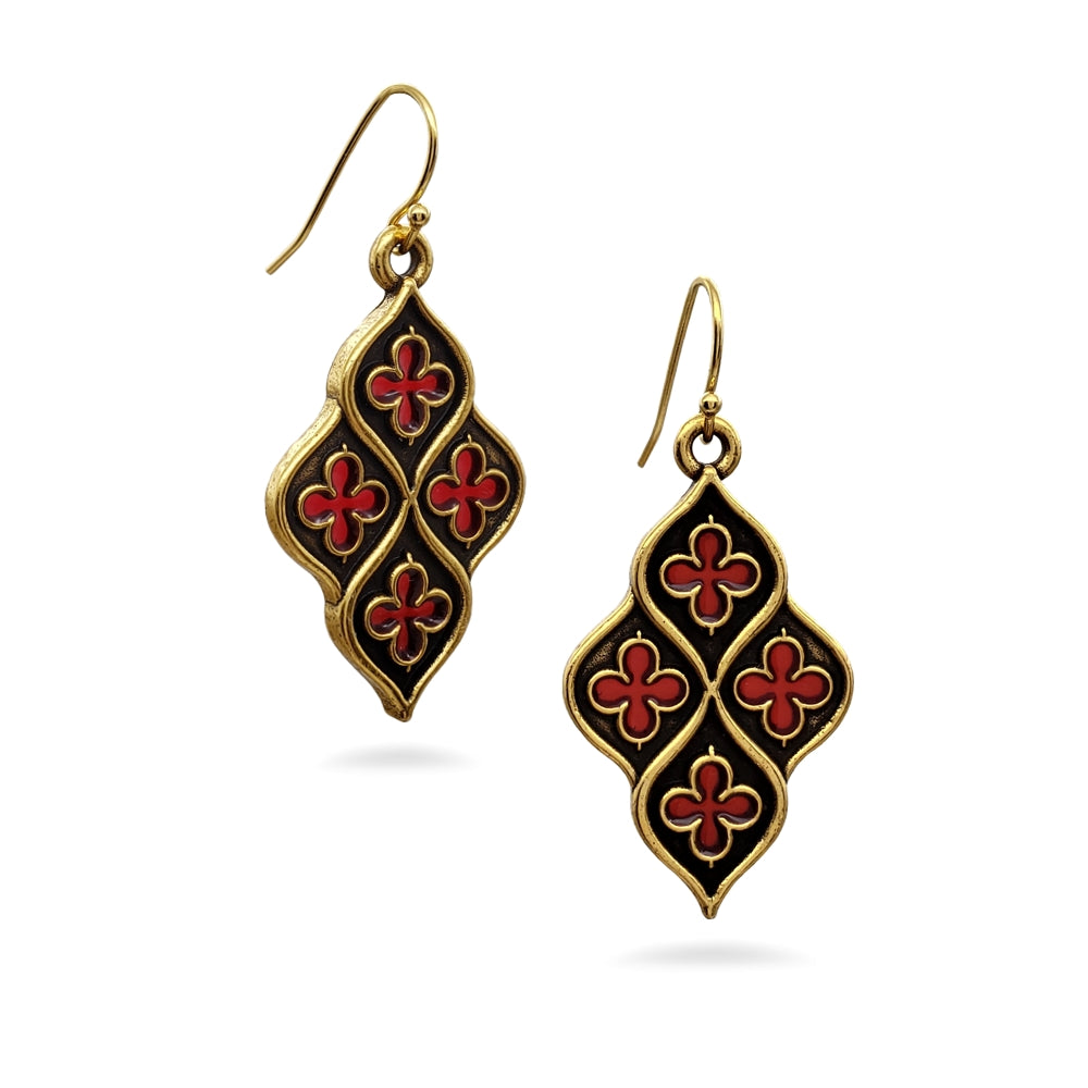 Chapel Earrings Red and Gold