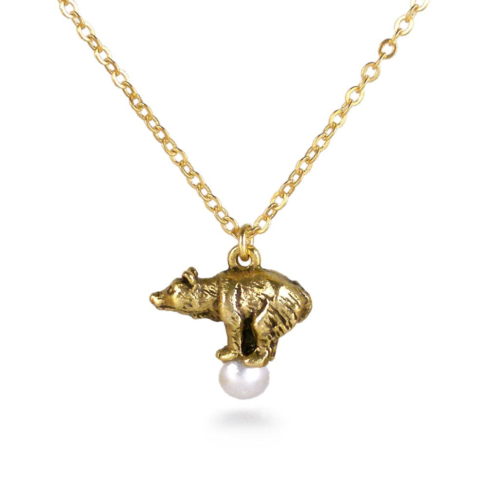 Faberge Bear on a Pearl Pendant