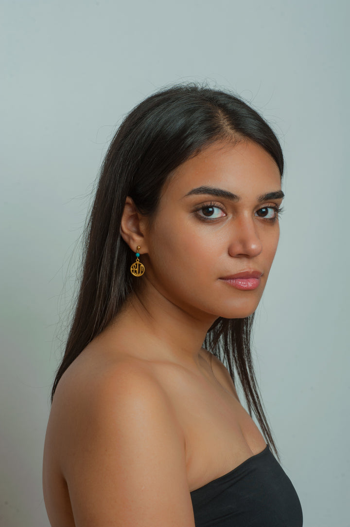 Life, Health and Prosperity Earrings with Turquoise