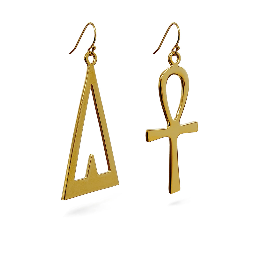 Ankh & Giving Life Asymmetrical Earrings