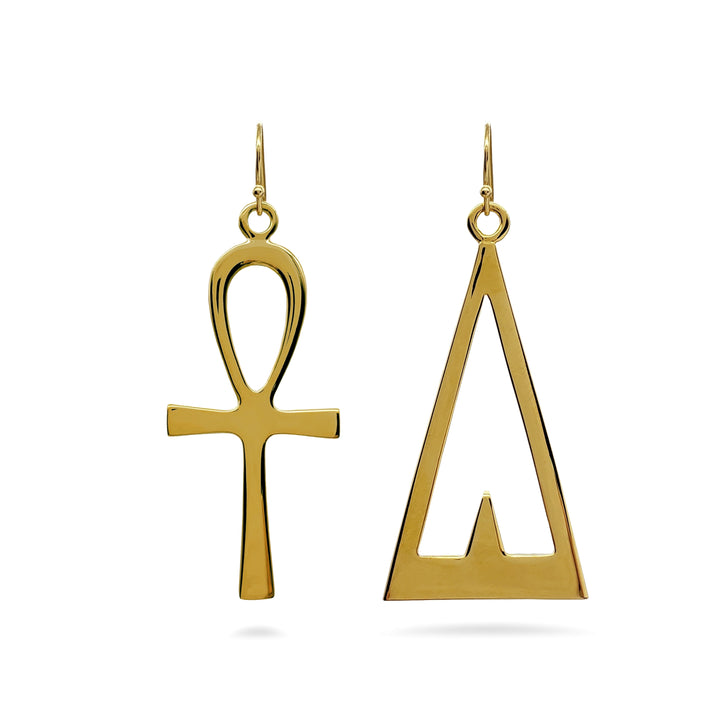 Ankh & Giving Life Asymmetrical Earrings