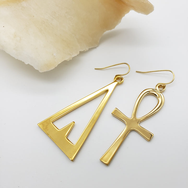 Ankh & Giving Life Asymmetrical Earrings