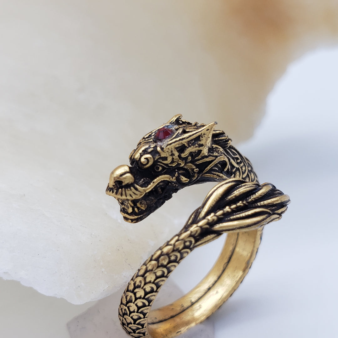 Dragon Ring - Antiqued Gold