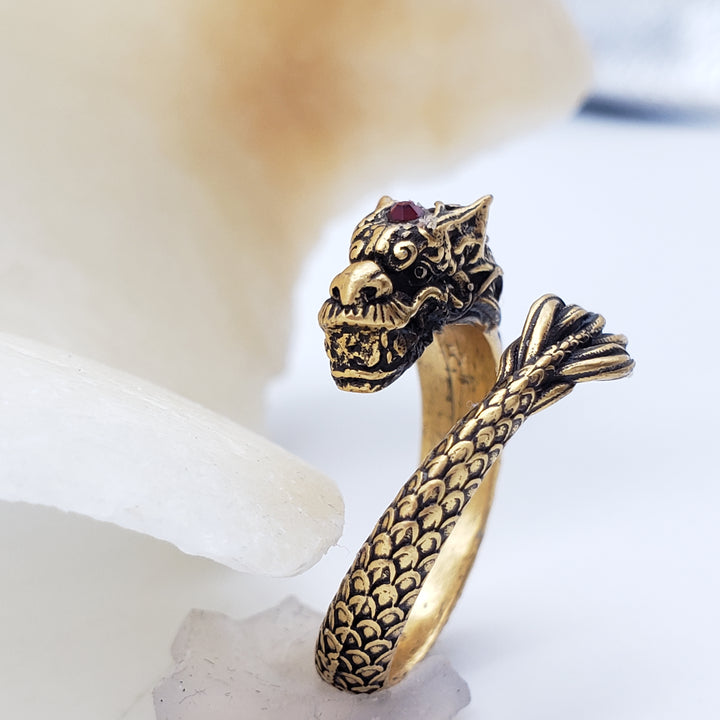 Dragon Ring - Antiqued Gold