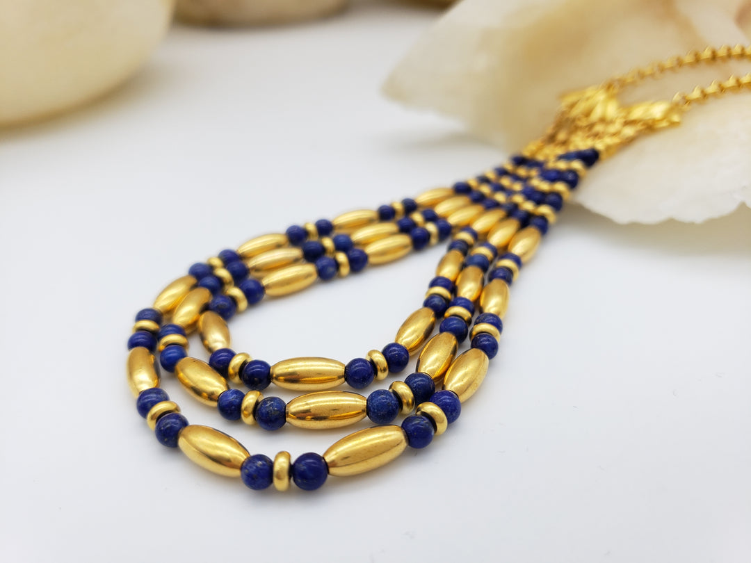 Egyptian Lapis Lotus Necklace