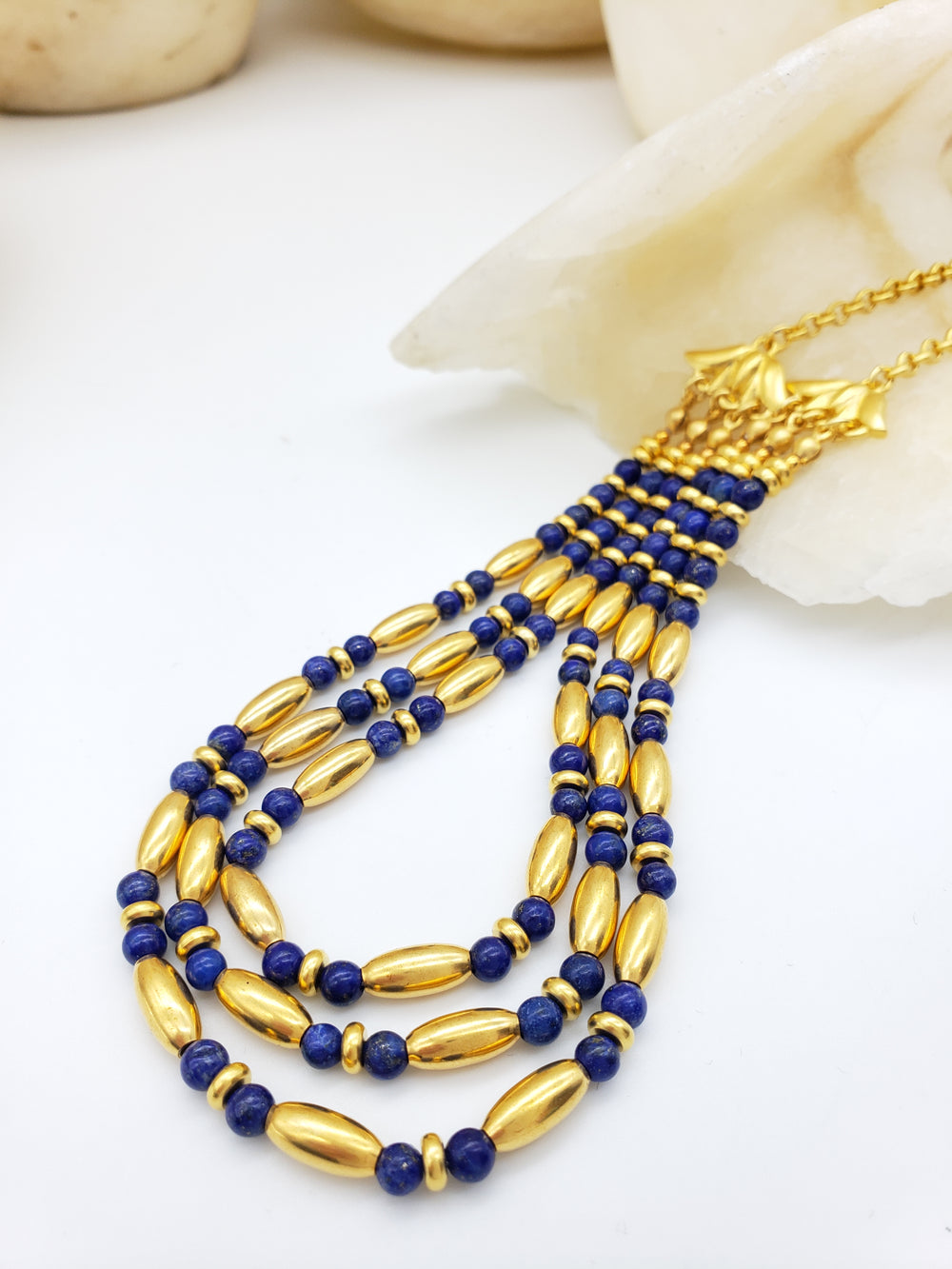 Egyptian Lapis Lotus Necklace
