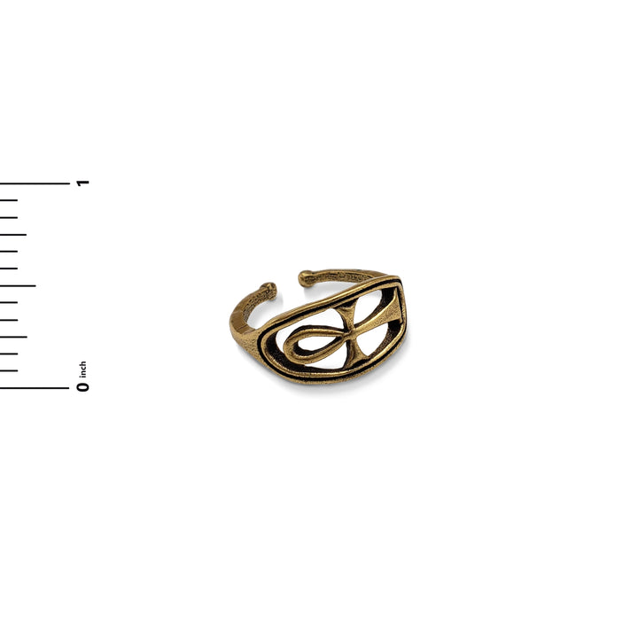 Ankh Circle Ring - Antique Gold Finish, Adjustable