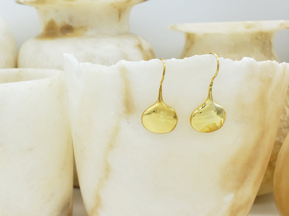 Egyptian Shell Earrings - Bright Gold Finish