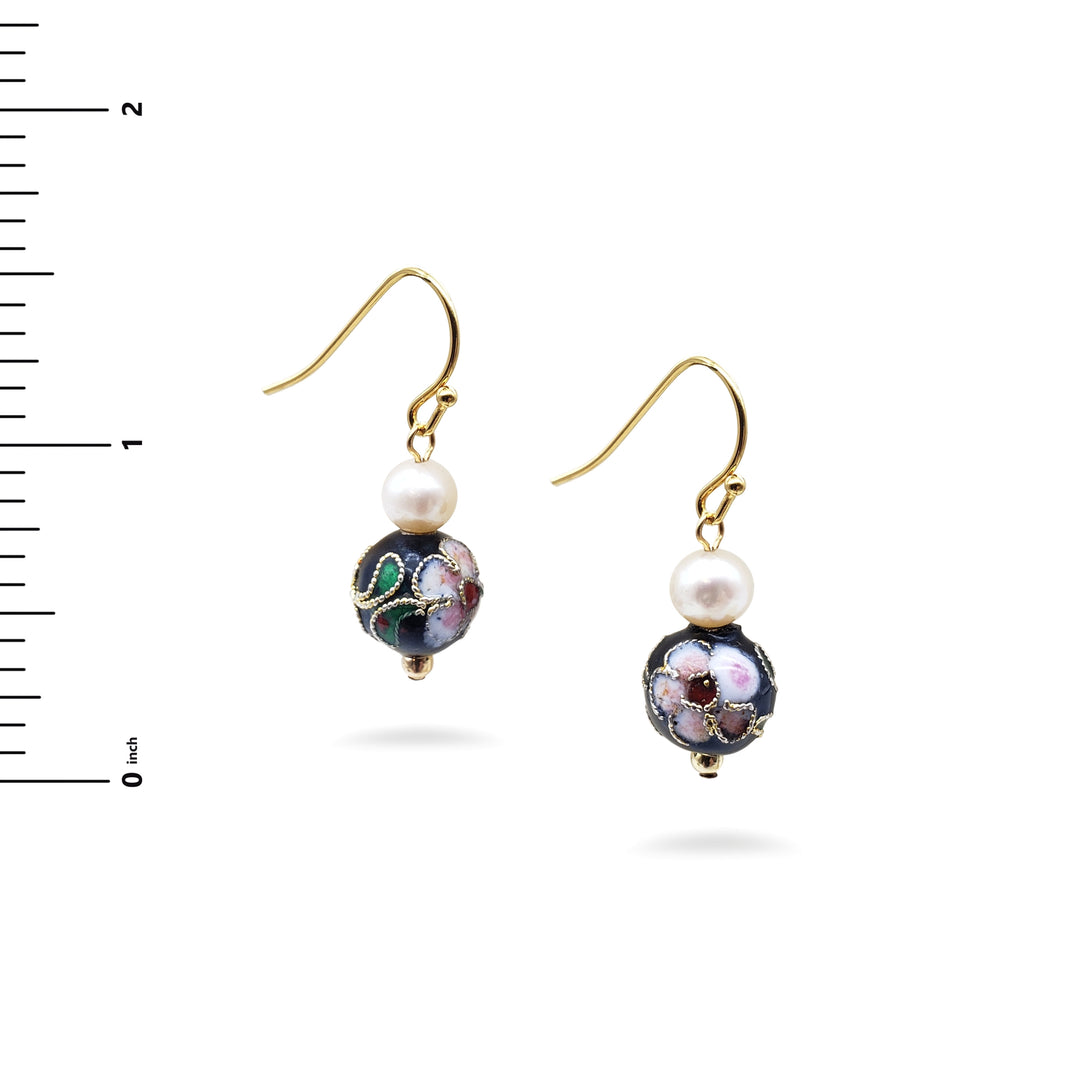 Asian Flower Earring with Pearl